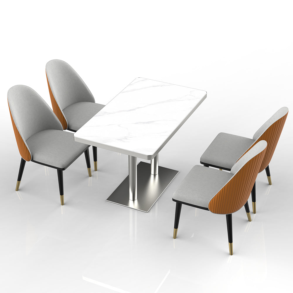 HUALIN Restaurant luxury sintered stone marble dining table chairs comfortable booths, material size color batch customization