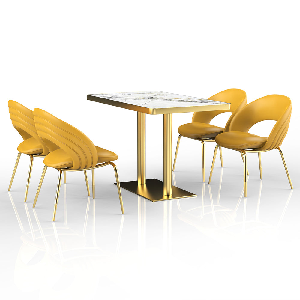 HUALIN Restaurant Luxury Sintered Stone Ceramic Dining Table And Chair Comfortable Booth