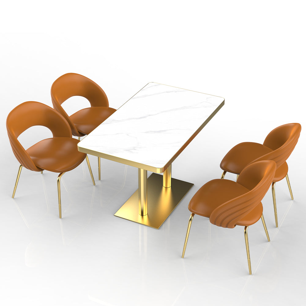 HUALIN Restaurant Luxury Sintered Stone Ceramic Dining Table And Chair Comfortable Booth