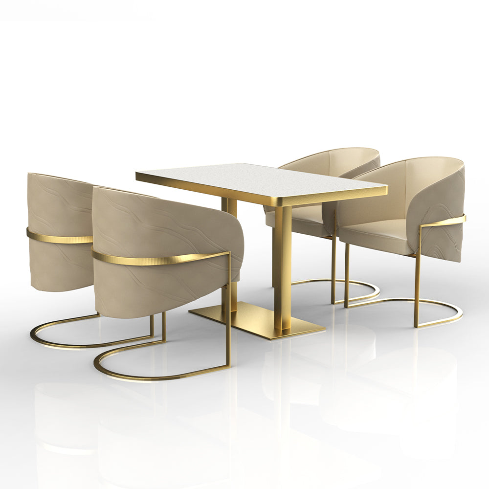 HUALIN Restaurant luxury sintered stone dining table with comfortable chairs, customizable material, color and size