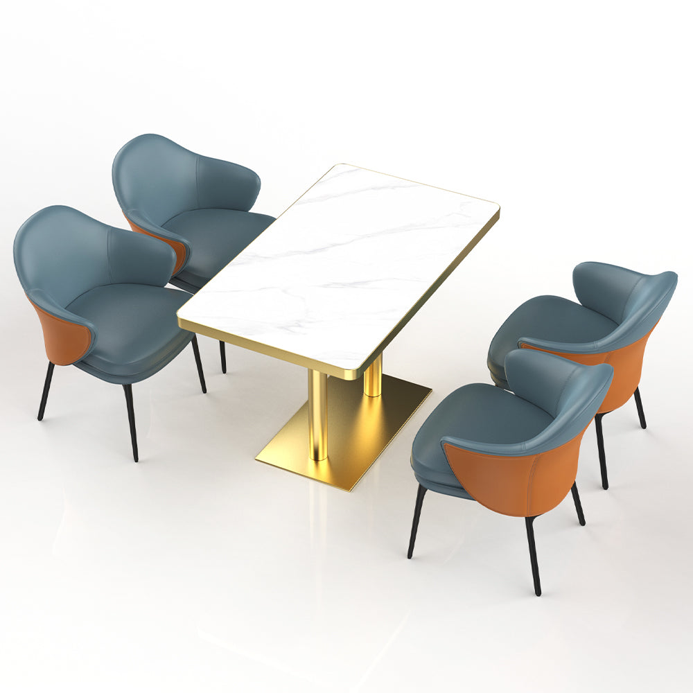 HUALIN Restaurant Luxury Sintered Stone Ceramic Dining Table And Chair Comfortable Booth