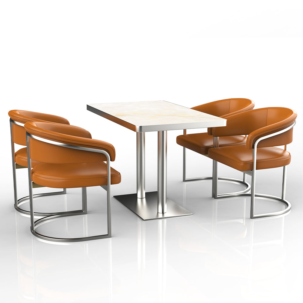 HUALIN Restaurant luxury sintered stone dining table with comfortable chairs, customizable material, color and size