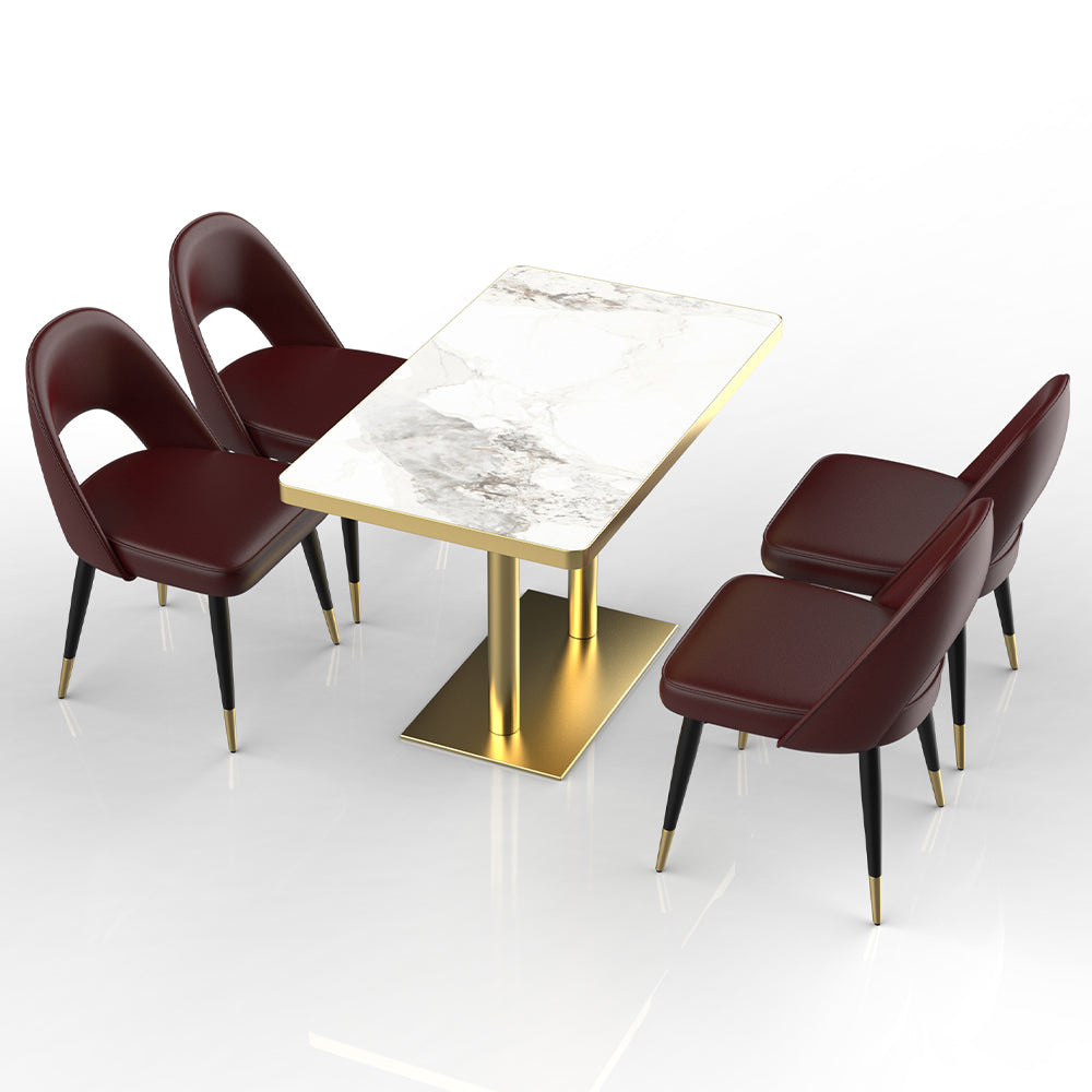 HUALIN Restaurant luxury sintered stone marble dining table chairs comfortable booths, material size color batch customization