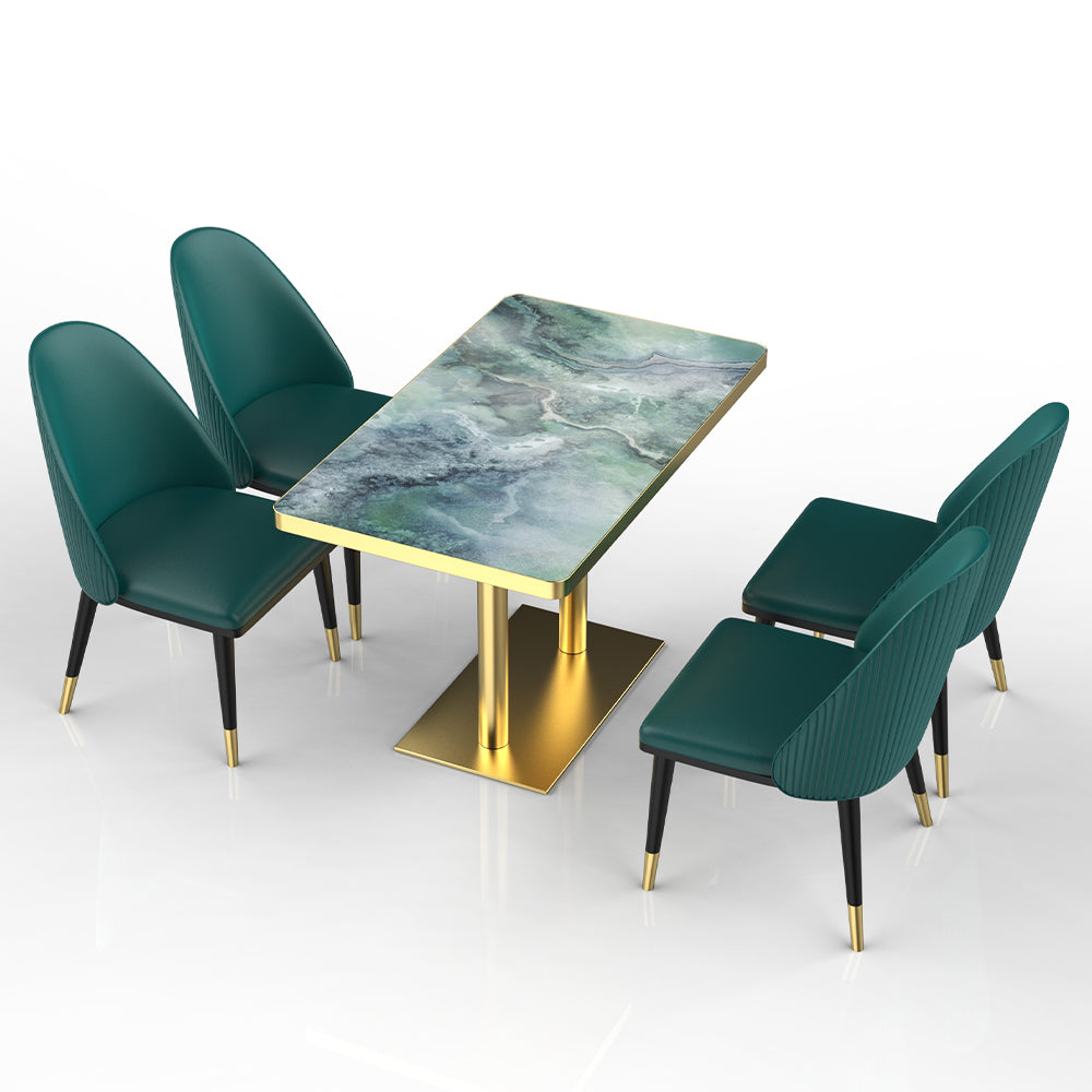 HUALIN Restaurant Luxury Sintered Stone Ceramic Dining Table And Chair Comfortable Booth