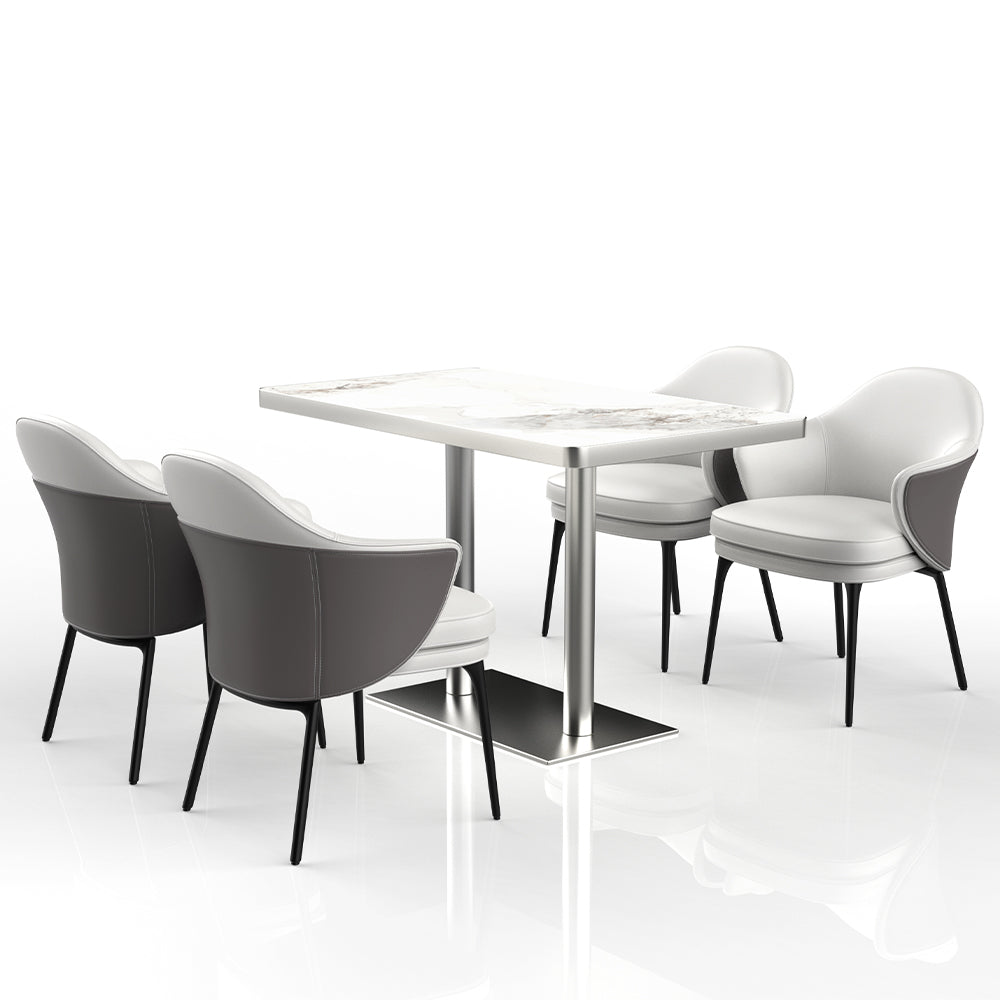 HUALIN Restaurant Luxury Sintered Stone Ceramic Dining Table And Chair Comfortable Booth