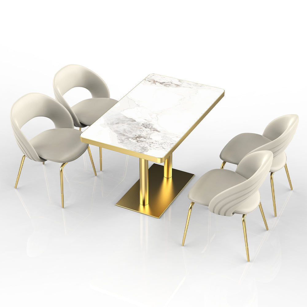 HUALIN Restaurant Luxury Sintered Stone Ceramic Dining Table And Chair Comfortable Booth