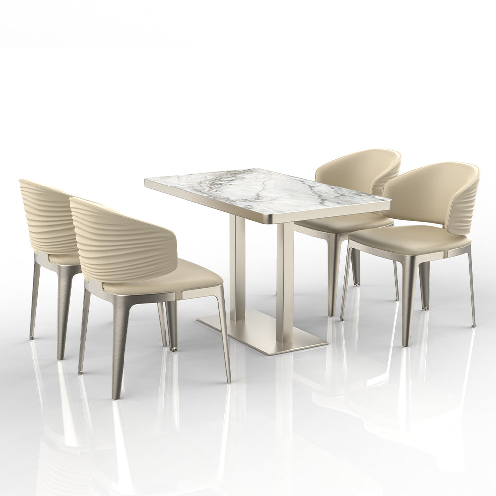 HUALIN Restaurant luxury sintered stone dining table with comfortable chairs, customizable material, color and size