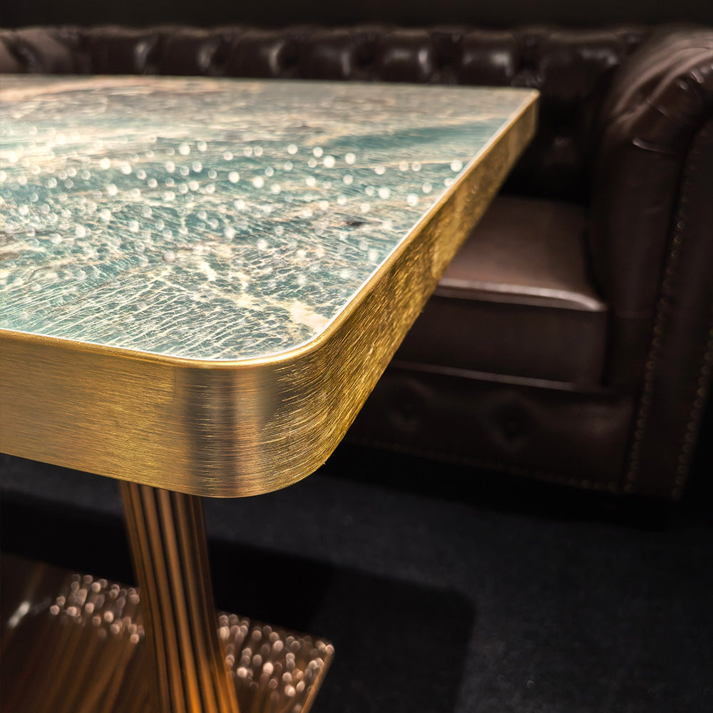 HUALIN Modern style theme restaurant luxury marble dining table with stainless steel legs, customizable size and color