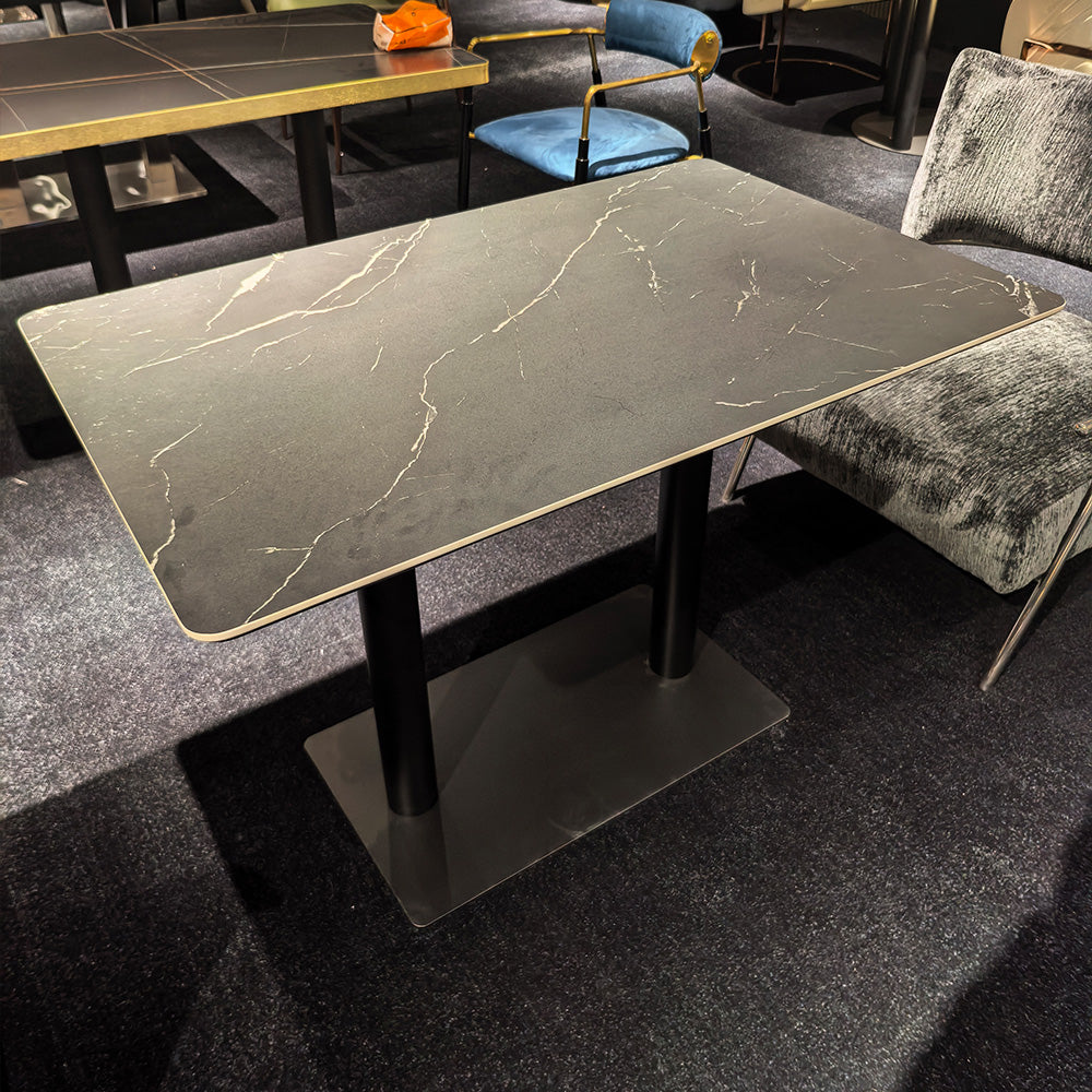 HUALIN Modern style theme restaurant luxury marble dining table with stainless steel legs, customizable size and color