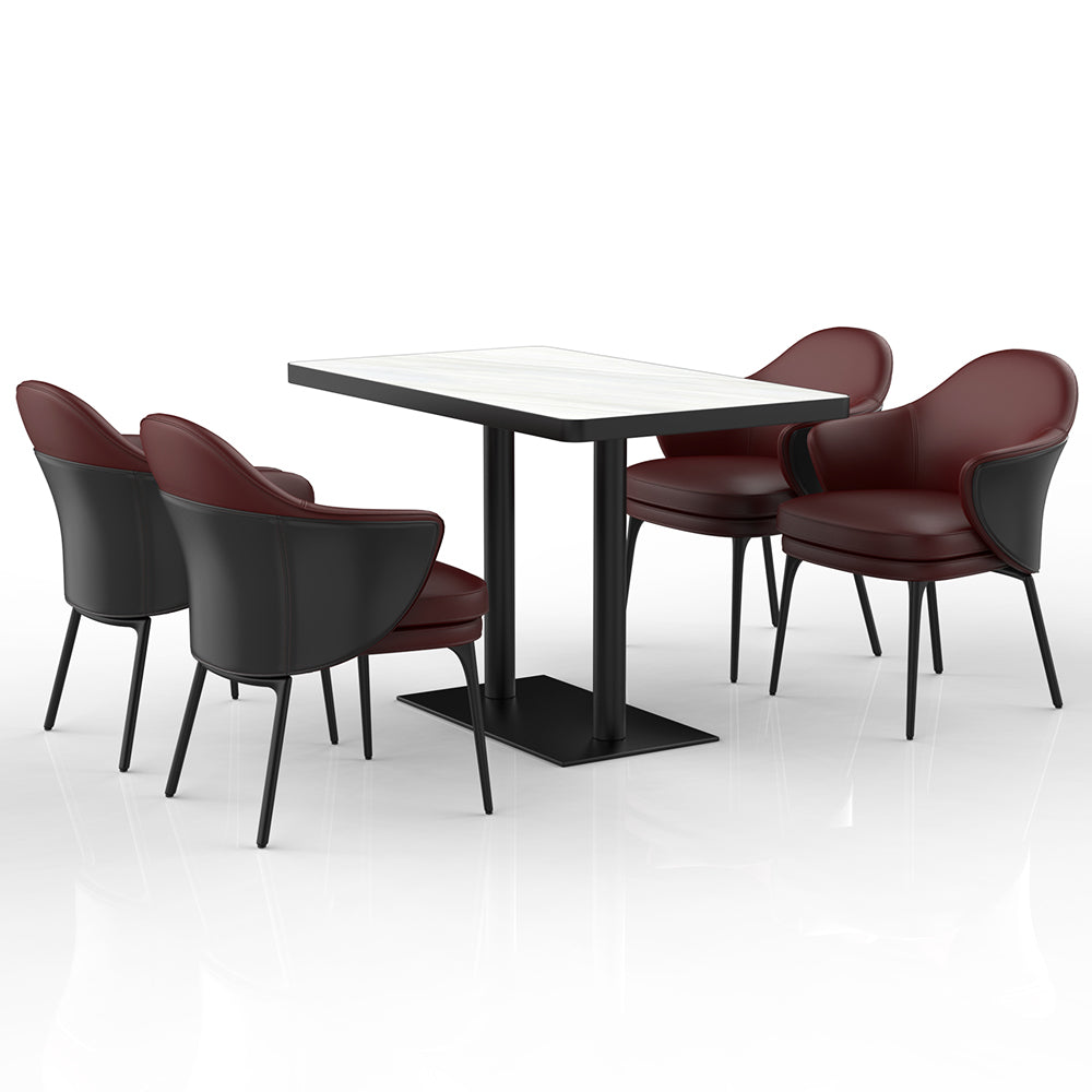 HUALIN Restaurant Luxury Sintered Stone Ceramic Dining Table And Chair Comfortable Booth