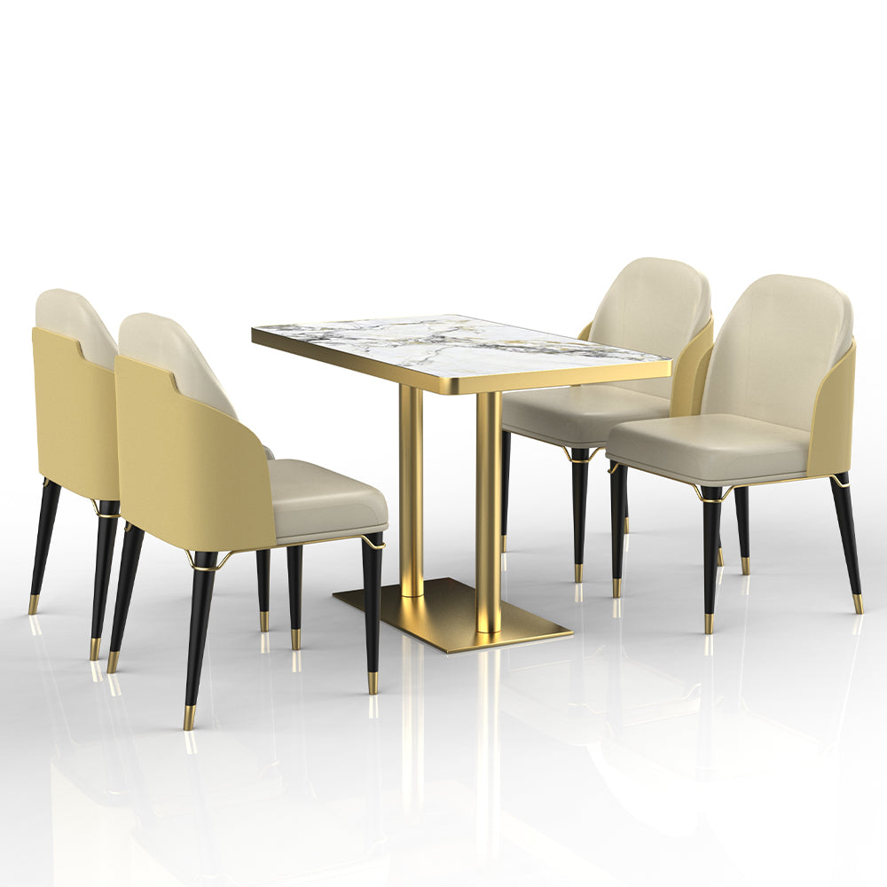 HUALIN Restaurant luxury sintered stone dining table with comfortable chairs, customizable material, color and size