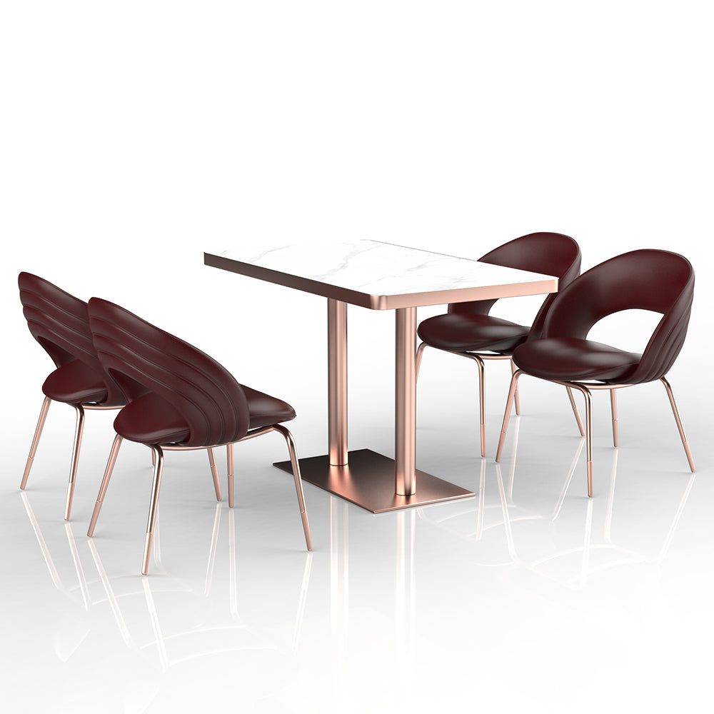 HUALIN Restaurant Luxury Sintered Stone Ceramic Dining Table And Chair Comfortable Booth
