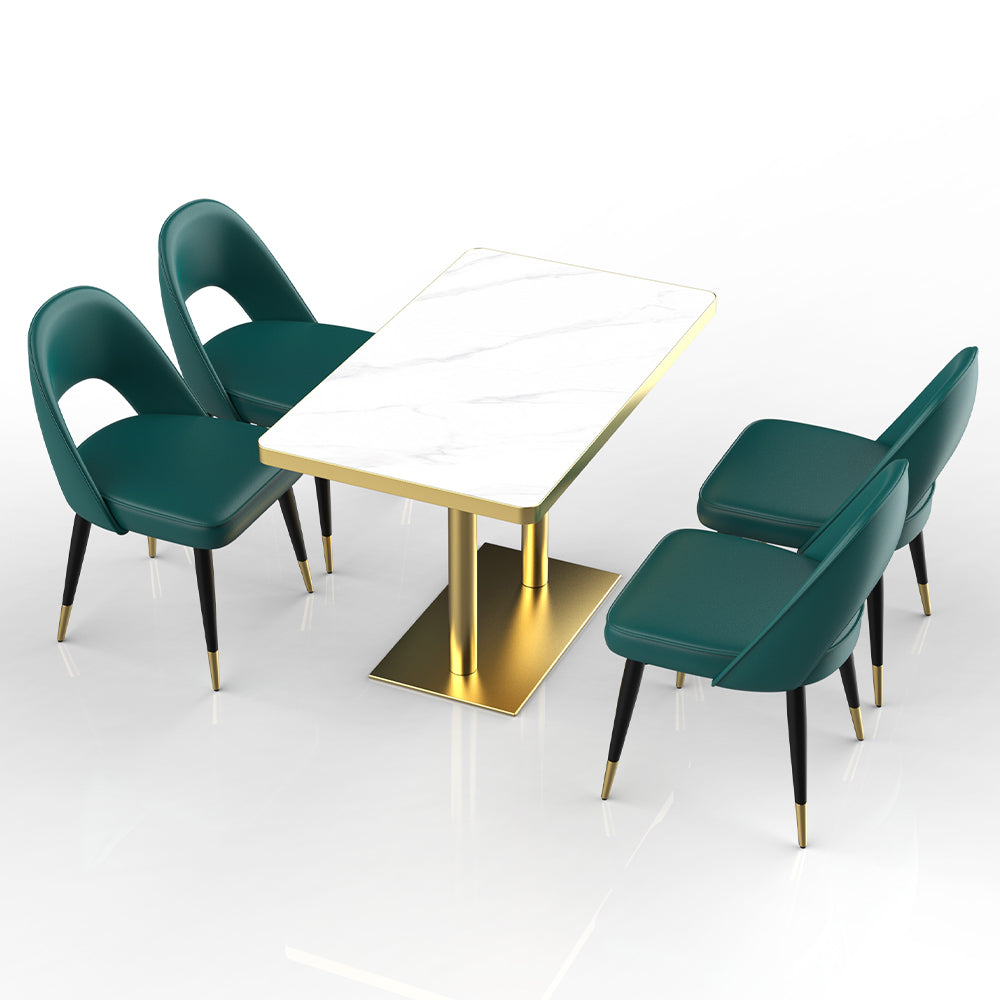 HUALIN Restaurant luxury sintered stone marble dining table chairs comfortable booths, material size color batch customization