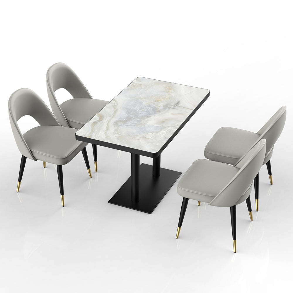 HUALIN Restaurant luxury sintered stone marble dining table chairs comfortable booths, material size color batch customization