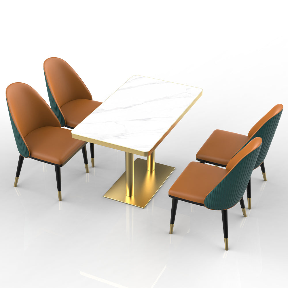 HUALIN Restaurant luxury sintered stone marble dining table chairs comfortable booths, material size color batch customization