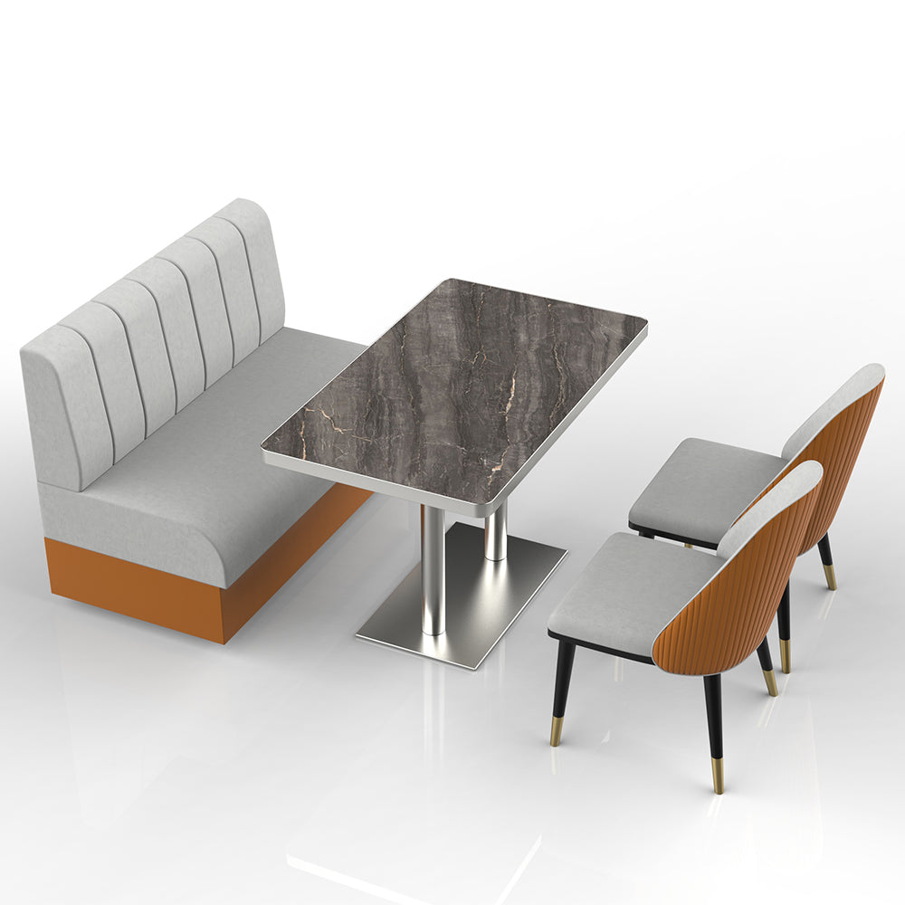 HUALIN Restaurant luxury sintered stone marble dining table chairs comfortable booths, material size color batch customization