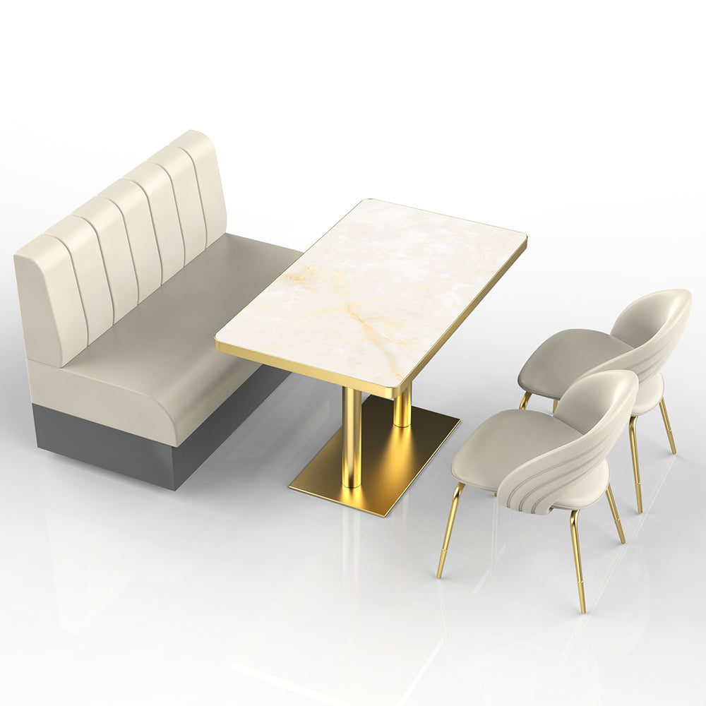 HUALIN Restaurant Luxury Sintered Stone Ceramic Dining Table And Chair Comfortable Booth