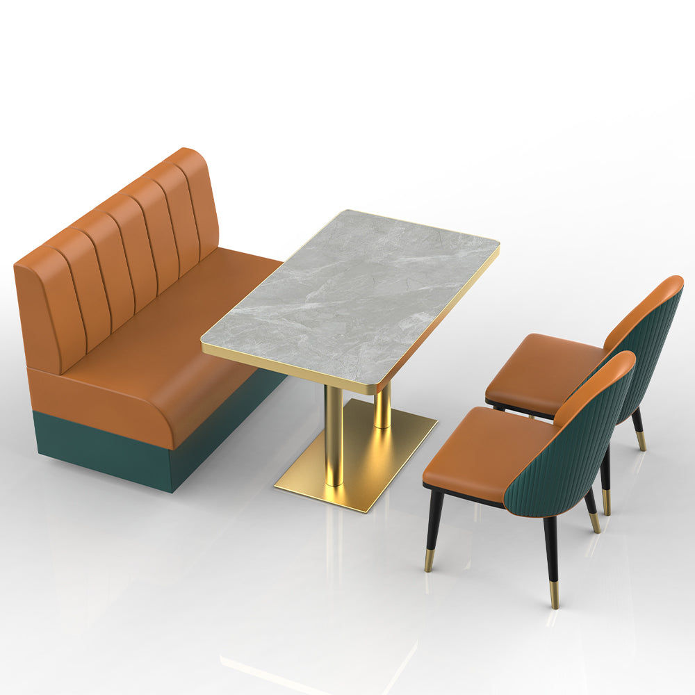 HUALIN Restaurant luxury sintered stone marble dining table chairs comfortable booths, material size color batch customization