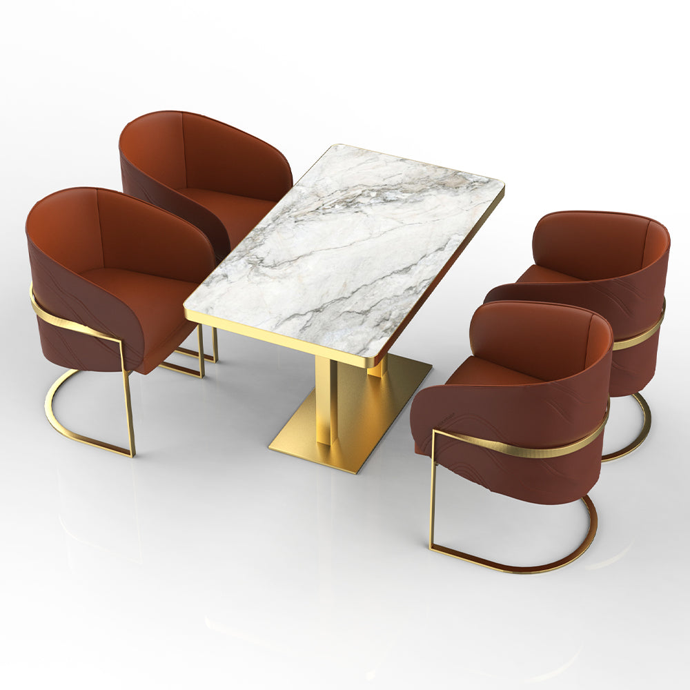 HUALIN Restaurant luxury sintered stone dining table with comfortable chairs, customizable material, color and size