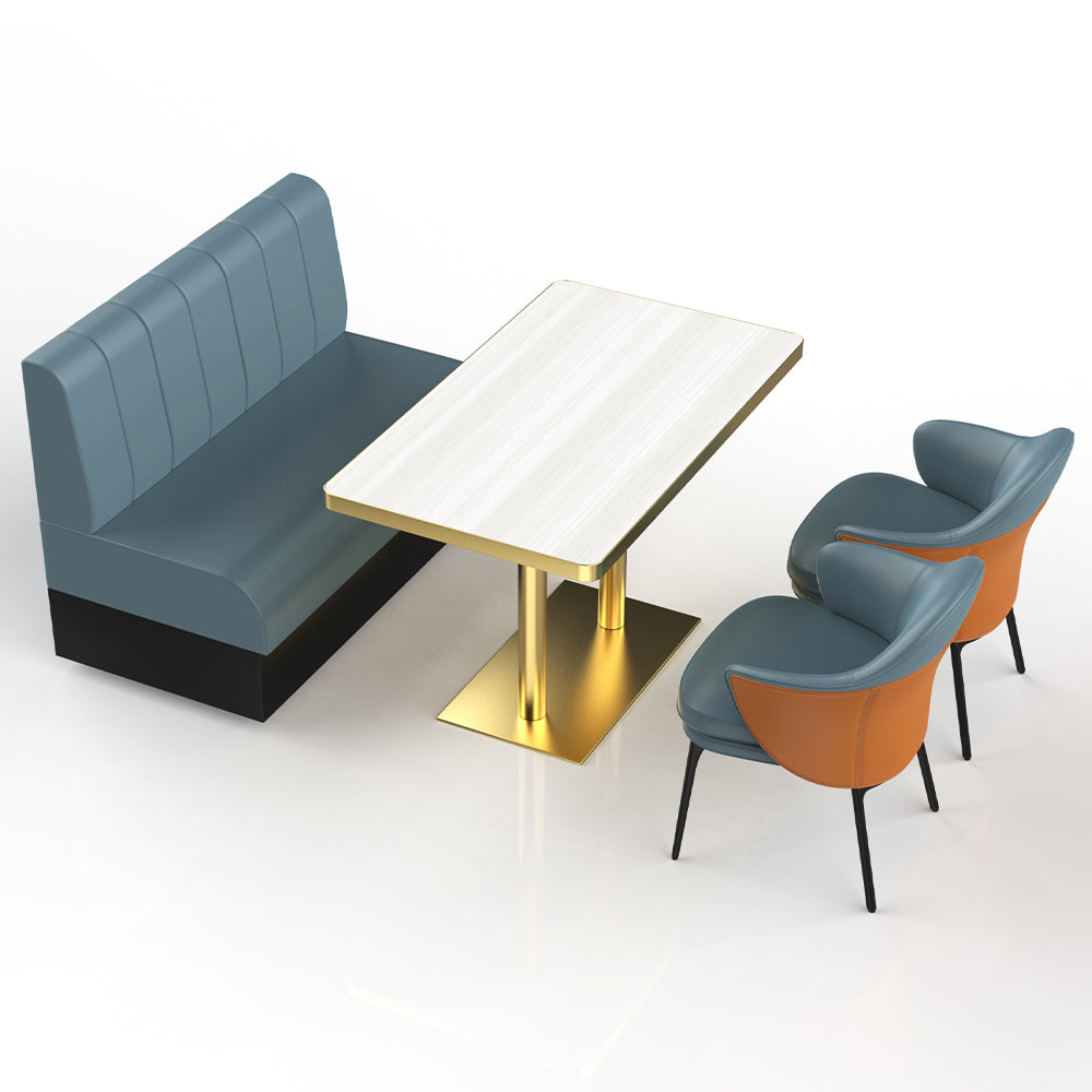 HUALIN Restaurant Luxury Sintered Stone Ceramic Dining Table And Chair Comfortable Booth