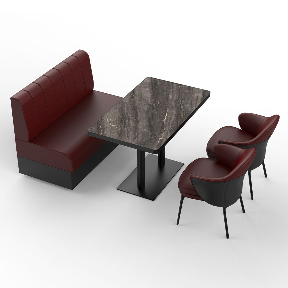 HUALIN Restaurant Luxury Sintered Stone Ceramic Dining Table And Chair Comfortable Booth