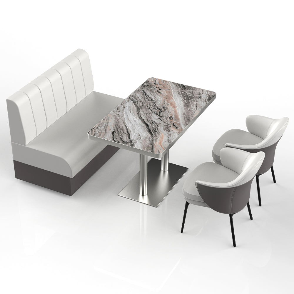 HUALIN Restaurant Luxury Sintered Stone Ceramic Dining Table And Chair Comfortable Booth