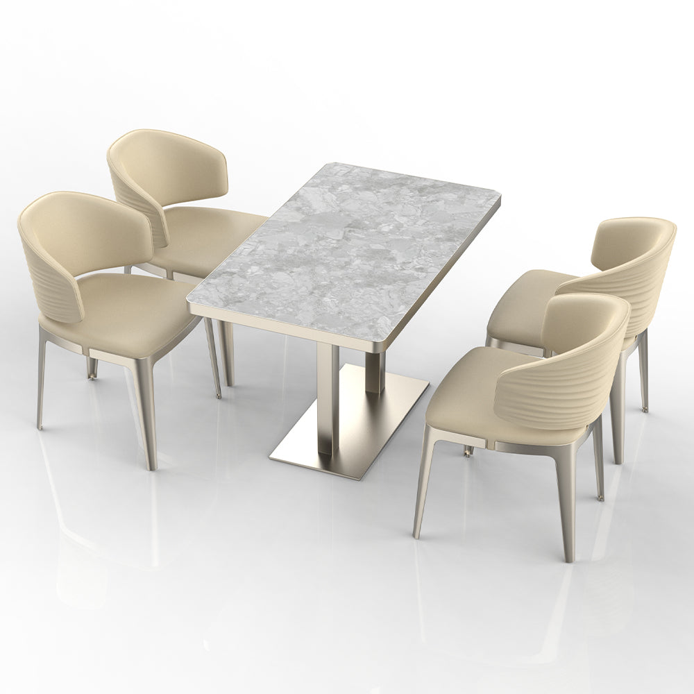 HUALIN Restaurant luxury sintered stone dining table with comfortable chairs, customizable material, color and size
