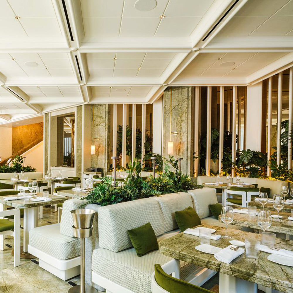 HUALIN Luxurious sintered stone dining tables, solid wood dining tables, dining chairs and comfortable booths. Customizable materials, colors and sizes