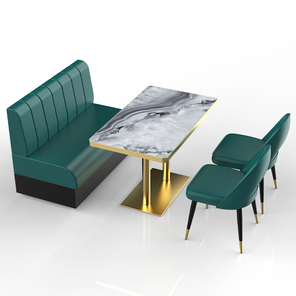 HUALIN Restaurant luxury sintered stone marble dining table chairs comfortable booths, material size color batch customization