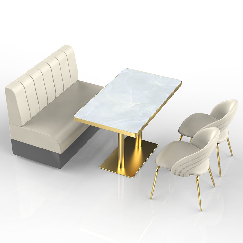 HUALIN Restaurant Luxury Sintered Stone Ceramic Dining Table And Chair Comfortable Booth