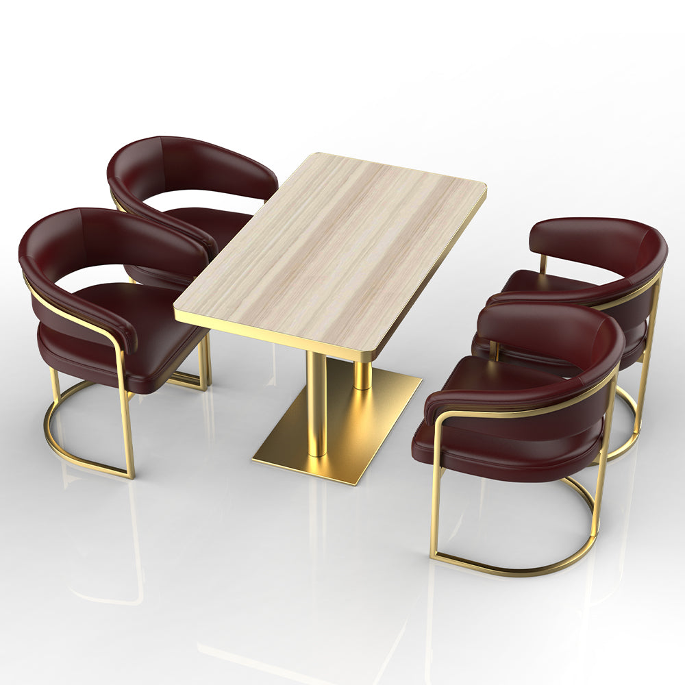 HUALIN Restaurant luxury sintered stone dining table with comfortable chairs, customizable material, color and size