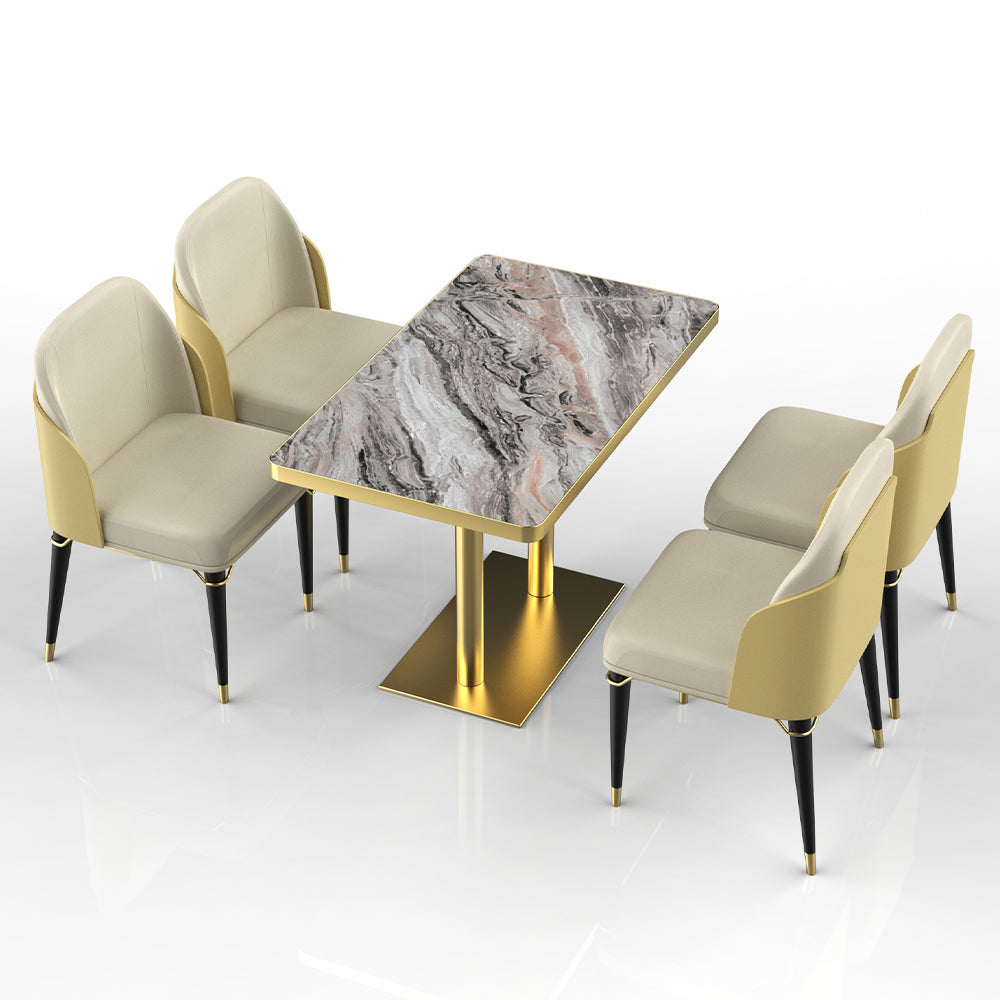 HUALIN Restaurant luxury sintered stone dining table with comfortable chairs, customizable material, color and size