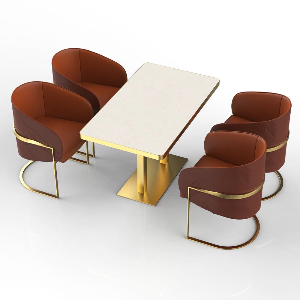 HUALIN Restaurant luxury sintered stone dining table with comfortable chairs, customizable material, color and size