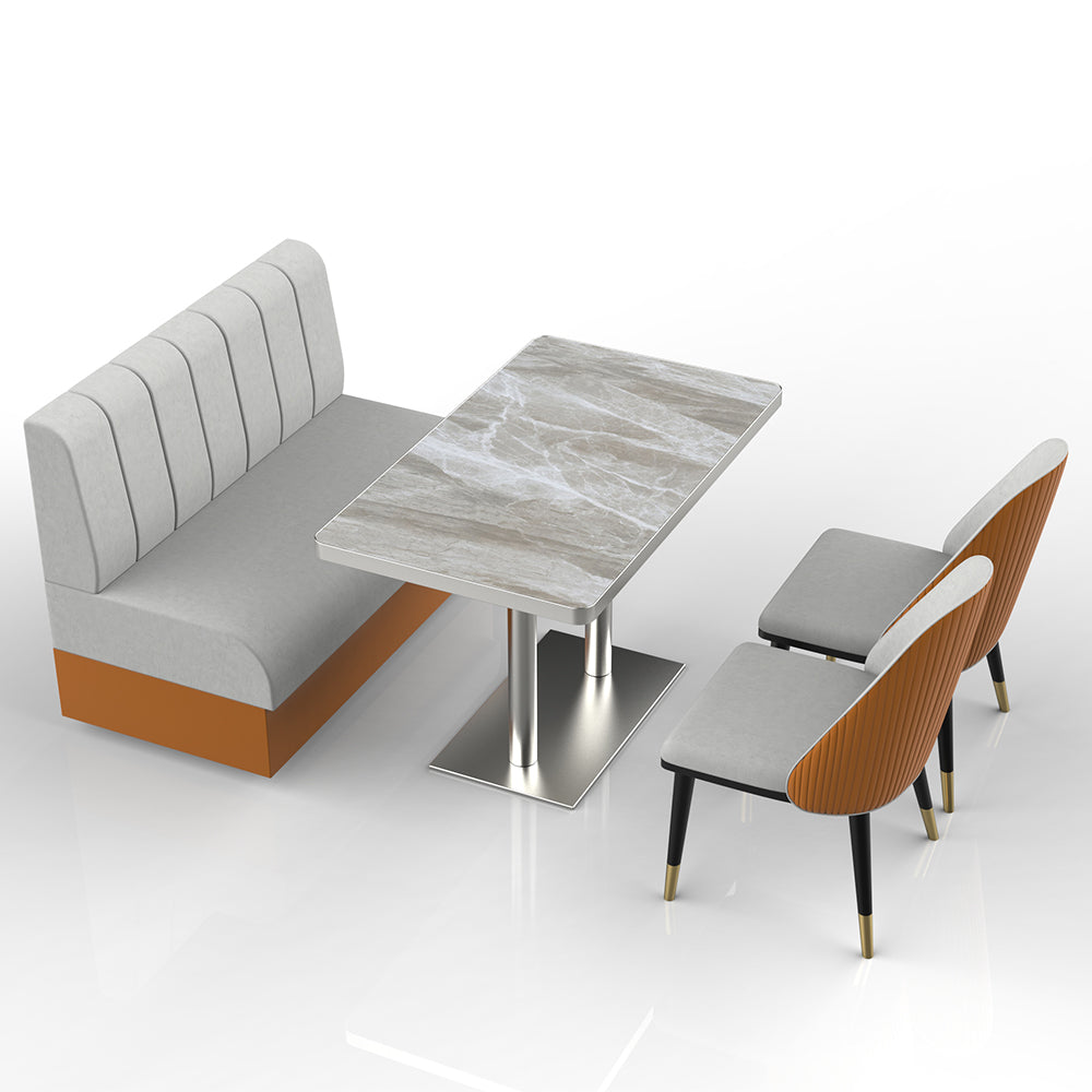 HUALIN Restaurant luxury sintered stone marble dining table chairs comfortable booths, material size color batch customization