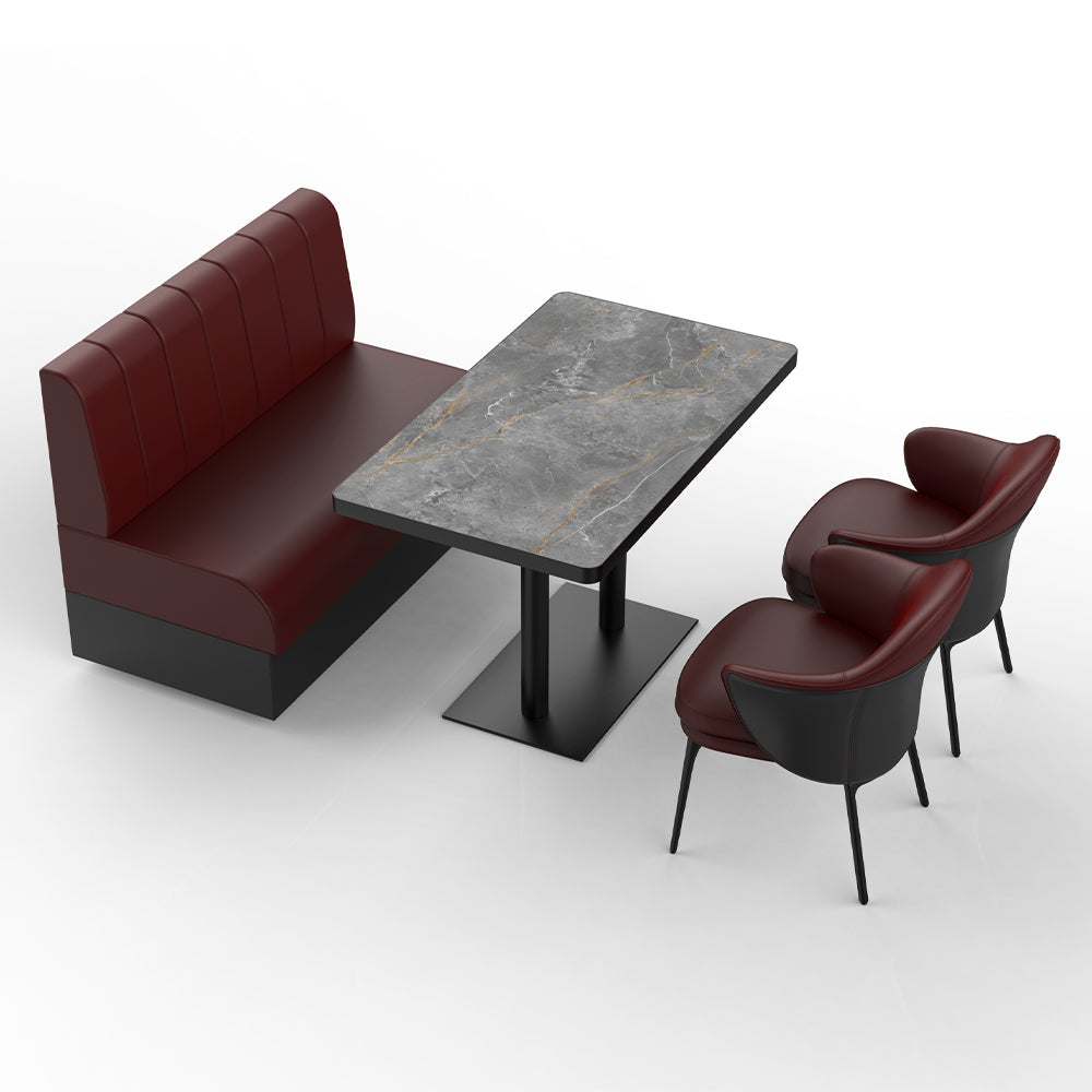 HUALIN Restaurant Luxury Sintered Stone Ceramic Dining Table And Chair Comfortable Booth
