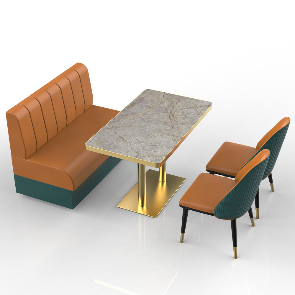 HUALIN Restaurant luxury sintered stone marble dining table chairs comfortable booths, material size color batch customization