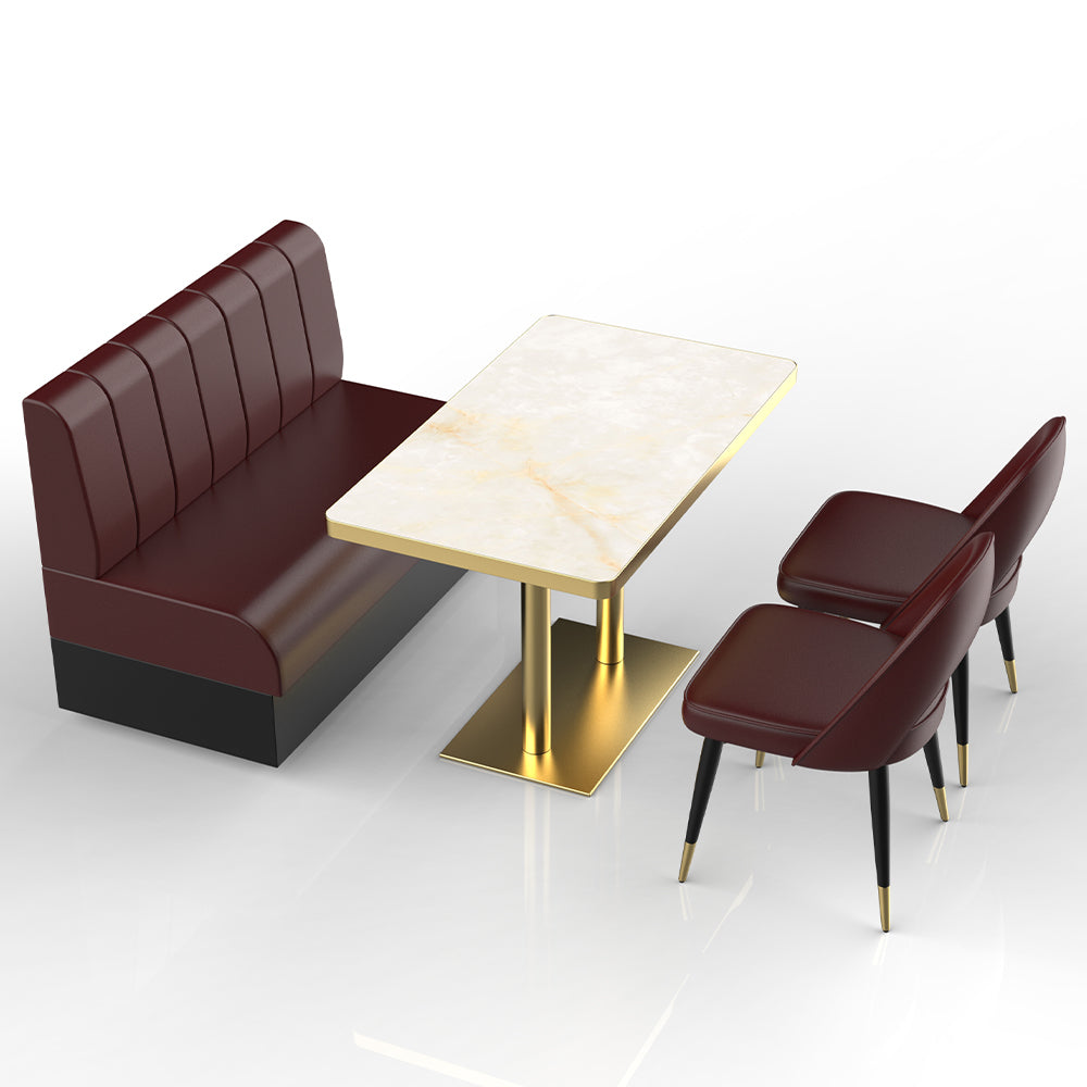 HUALIN Restaurant luxury sintered stone marble dining table chairs comfortable booths, material size color batch customization