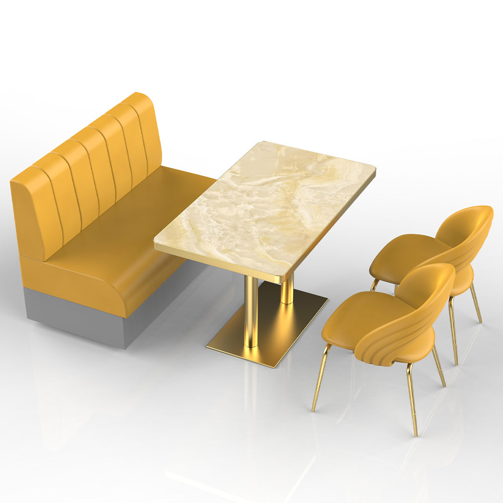 HUALIN Restaurant Luxury Sintered Stone Ceramic Dining Table And Chair Comfortable Booth
