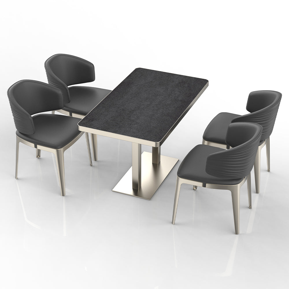 HUALIN Restaurant luxury sintered stone dining table with comfortable chairs, customizable material, color and size