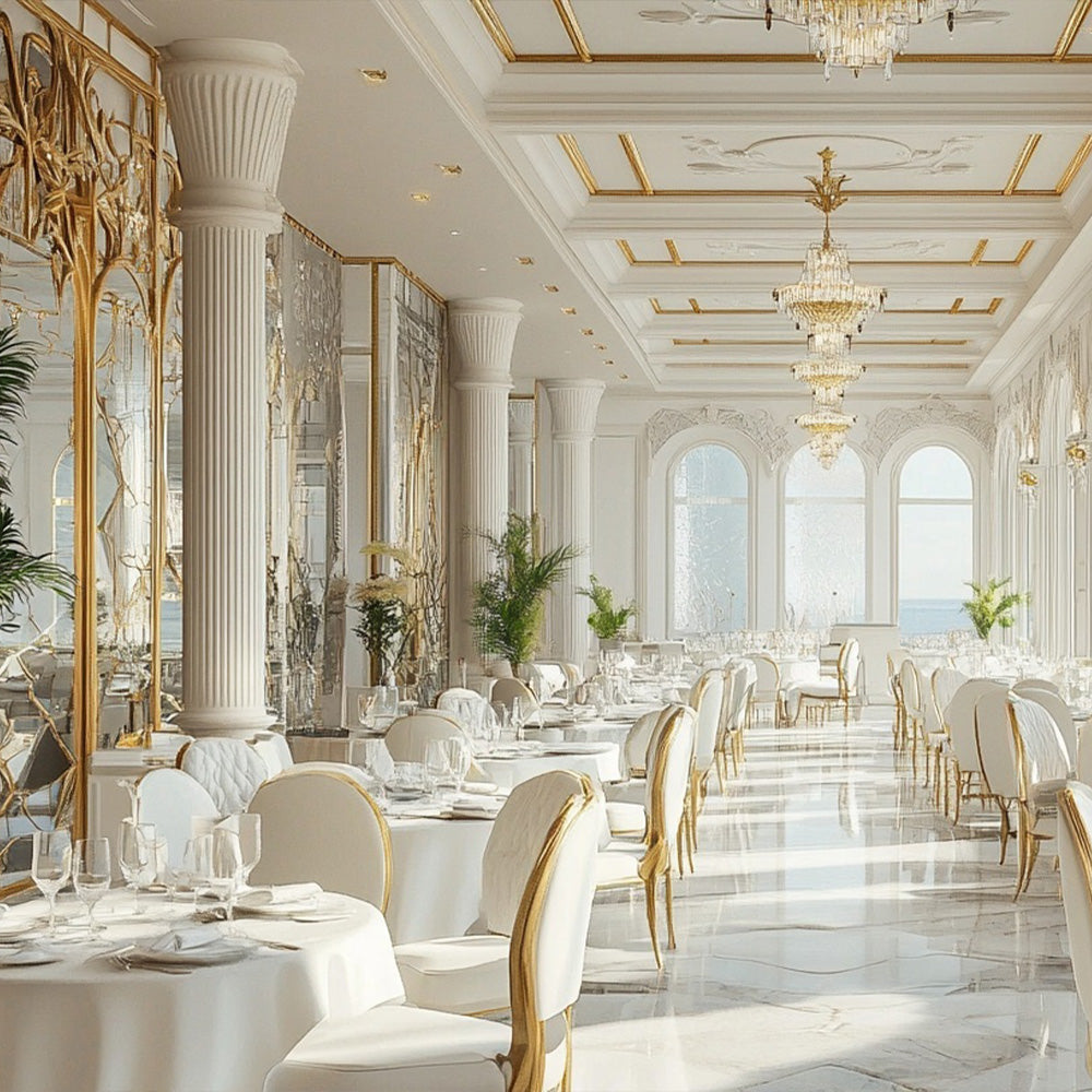 HUALIN Luxurious sintered stone dining tables, solid wood dining tables, dining chairs and comfortable booths. Customizable materials, colors and sizes