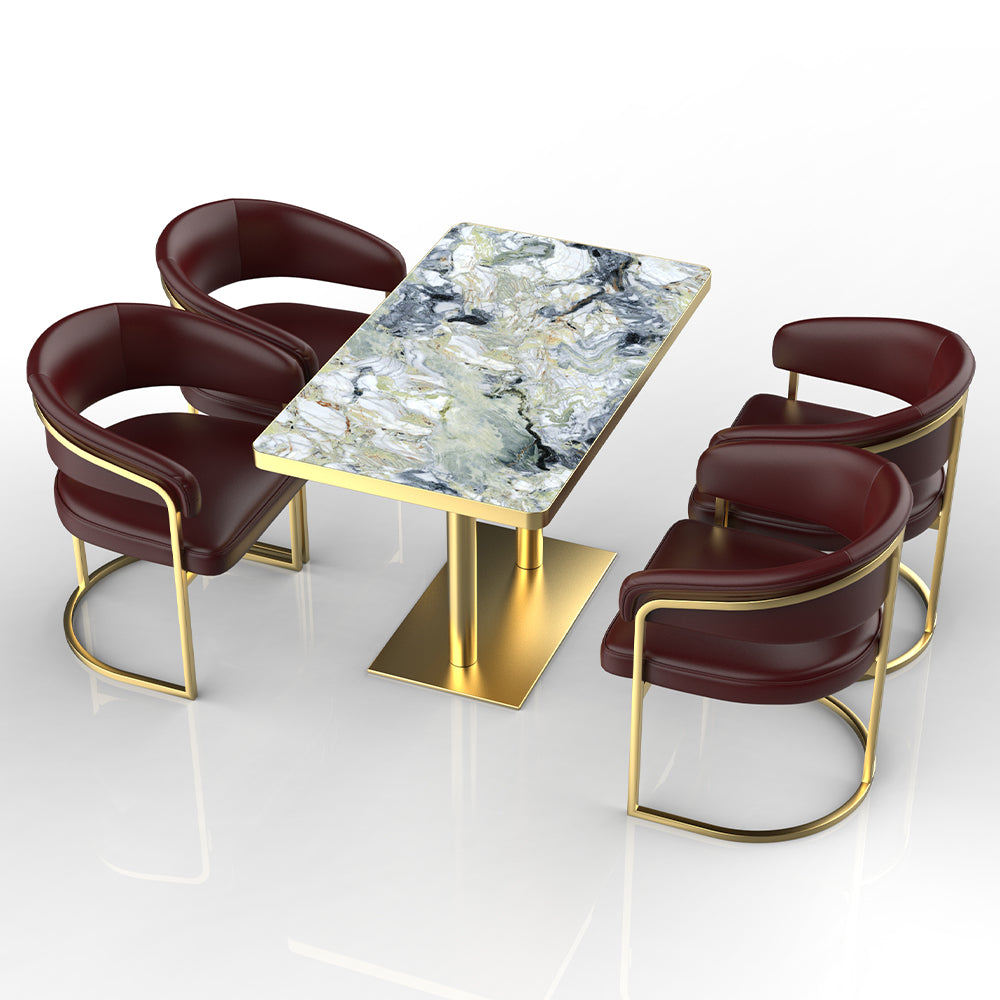 HUALIN Restaurant luxury sintered stone dining table with comfortable chairs, customizable material, color and size