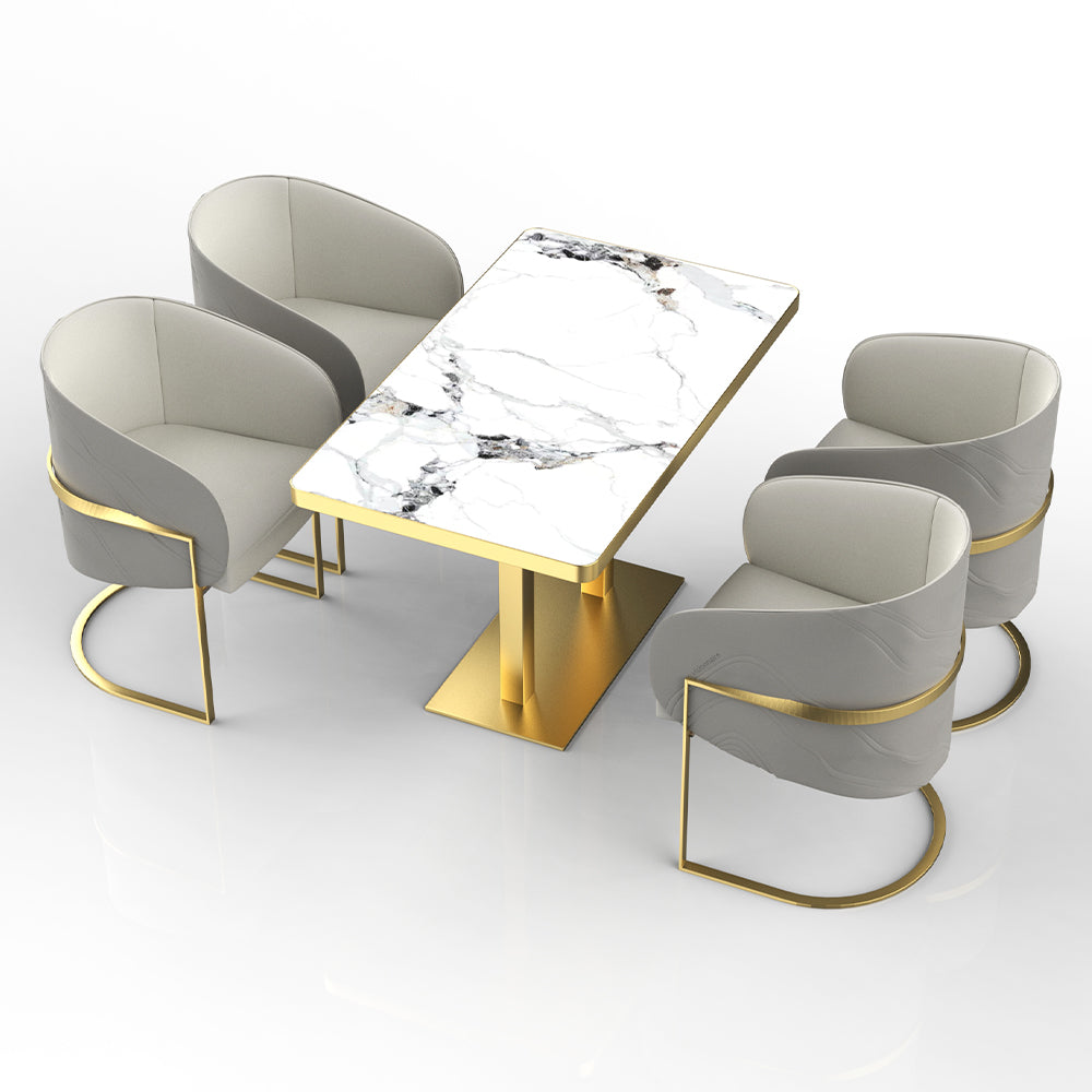 HUALIN Restaurant luxury sintered stone dining table with comfortable chairs, customizable material, color and size
