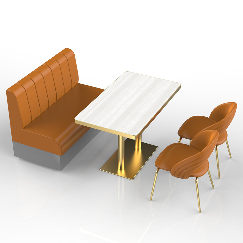 HUALIN Restaurant Luxury Sintered Stone Ceramic Dining Table And Chair Comfortable Booth