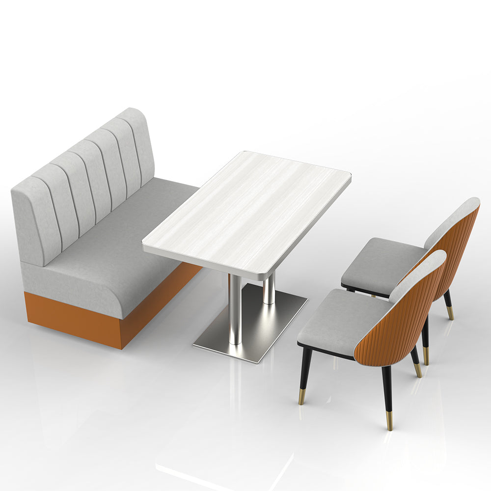 HUALIN Restaurant luxury sintered stone marble dining table chairs comfortable booths, material size color batch customization