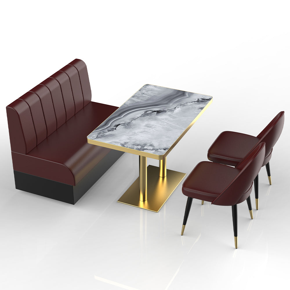 HUALIN Restaurant luxury sintered stone marble dining table chairs comfortable booths, material size color batch customization