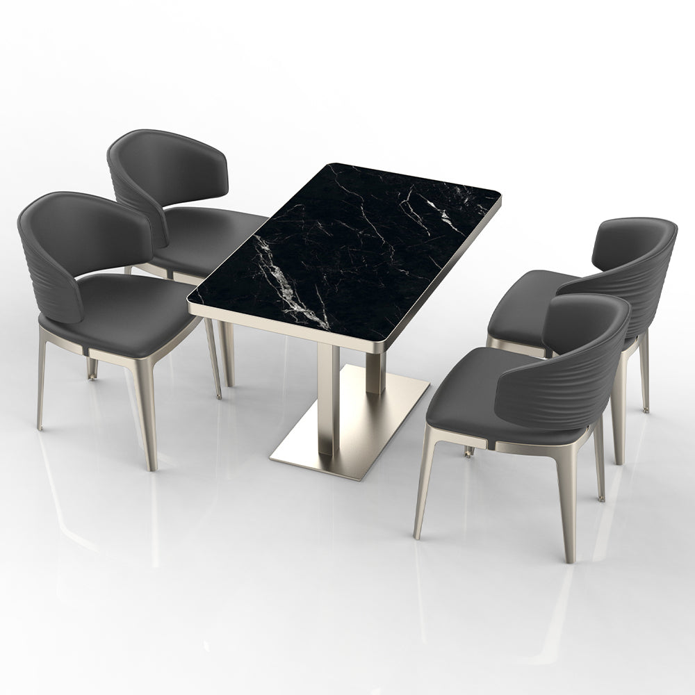 HUALIN Restaurant luxury sintered stone dining table with comfortable chairs, customizable material, color and size