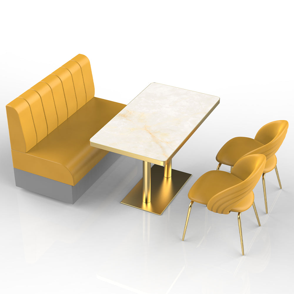 HUALIN Restaurant Luxury Sintered Stone Ceramic Dining Table And Chair Comfortable Booth