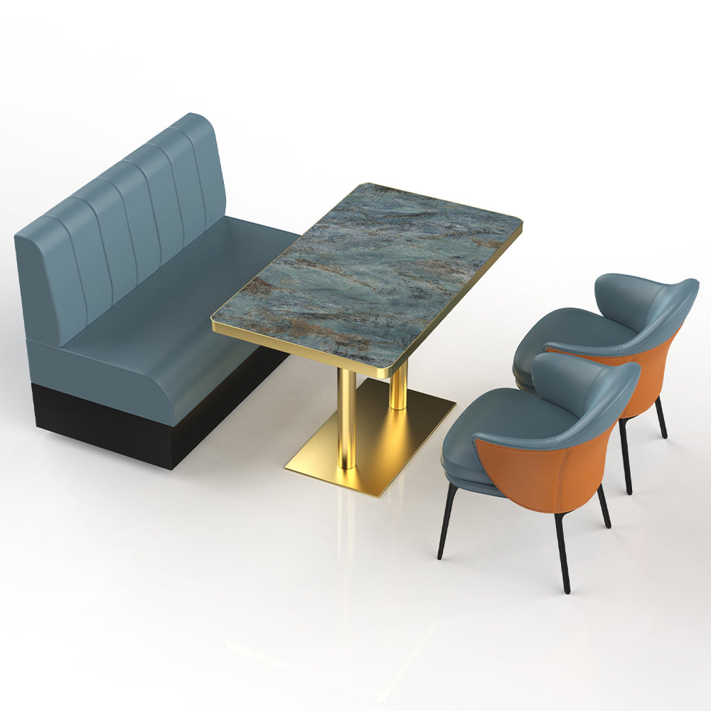 HUALIN Restaurant Luxury Sintered Stone Ceramic Dining Table And Chair Comfortable Booth