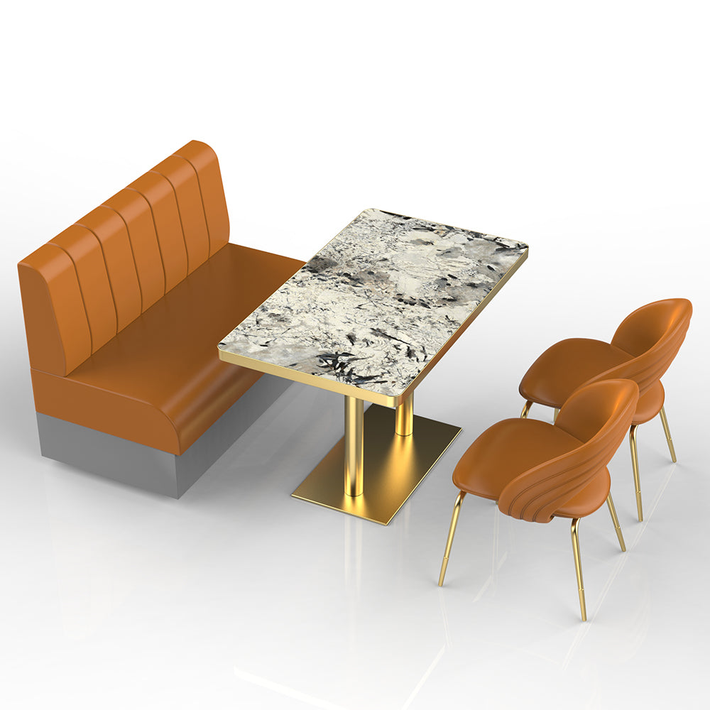 HUALIN Restaurant Luxury Sintered Stone Ceramic Dining Table And Chair Comfortable Booth