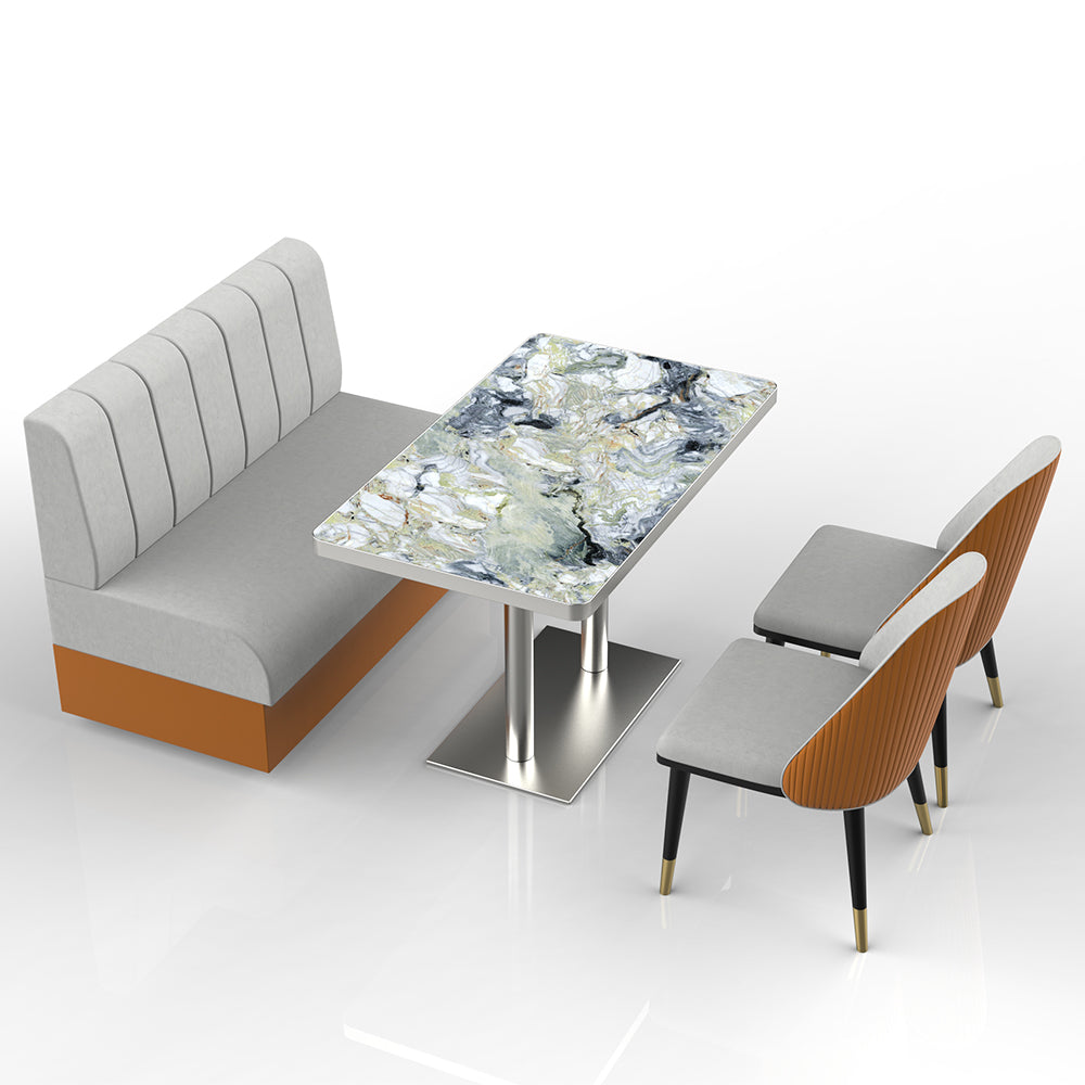 HUALIN Restaurant luxury sintered stone marble dining table chairs comfortable booths, material size color batch customization